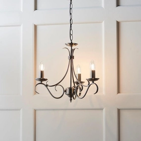 Endon Bernice Antique Silver Finish 3 Light Chandelier white ceiling lamp