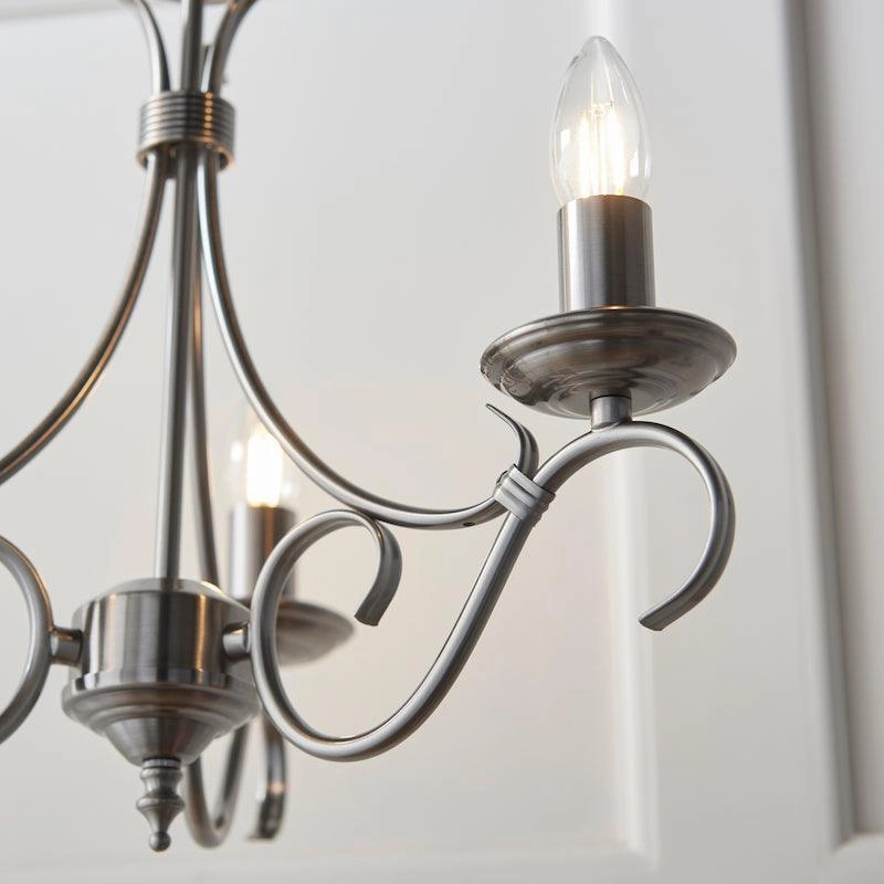 Endon Bernice Antique Silver Finish 3 Light Chandelier
