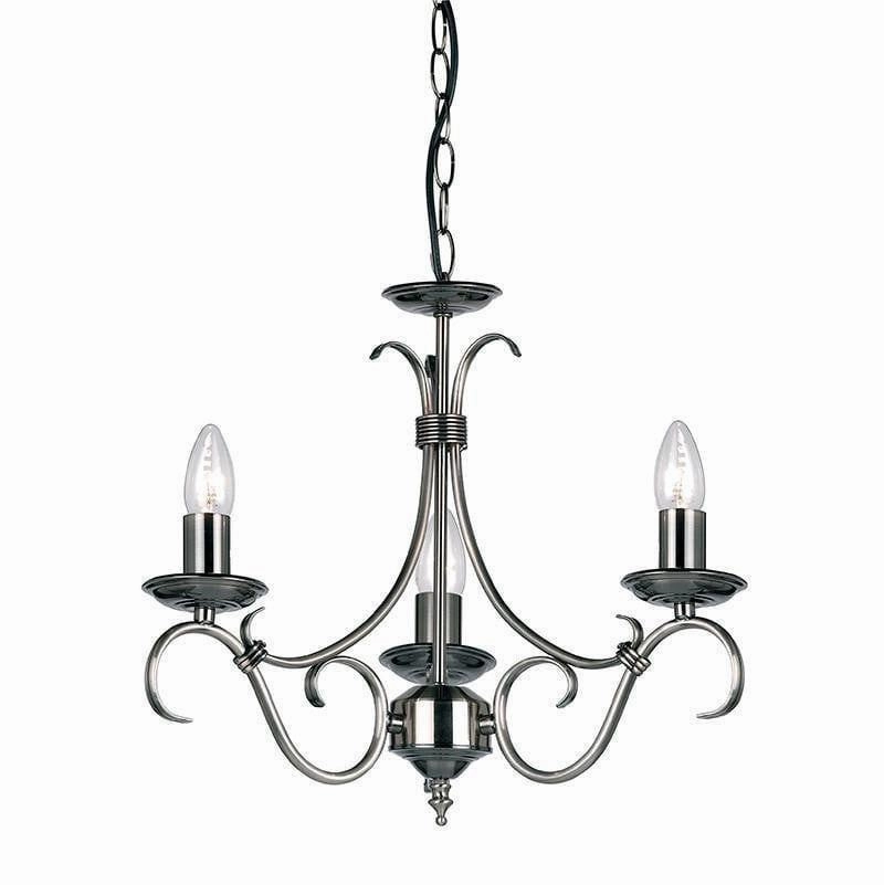 Endon Bernice Antique Silver Finish 3 Light Chandelier