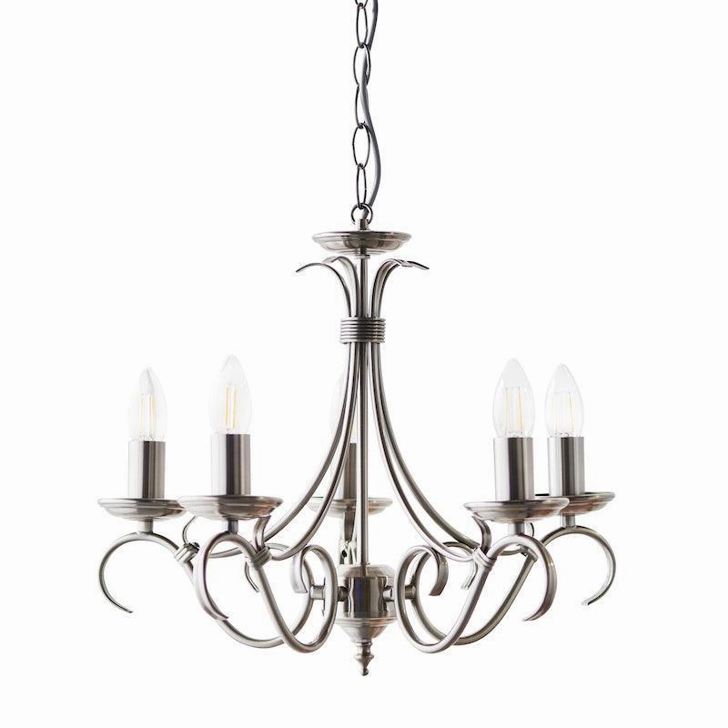 Endon Bernice Antique Silver Finish 5 Light Chandelier