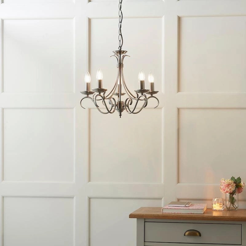 Endon Bernice Antique Silver Finish 5 Light Chandelier