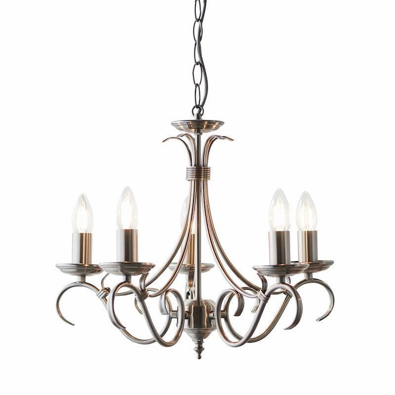 Endon Bernice Antique Silver Finish 5 Light Chandelier