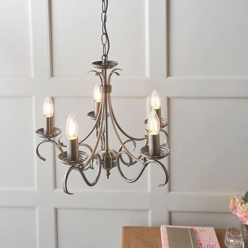 Endon Bernice Antique Silver Finish 5 Light Chandelier