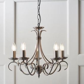 Endon Bernice Antique Silver Finish 5 Light Chandelier white ceiling lamp