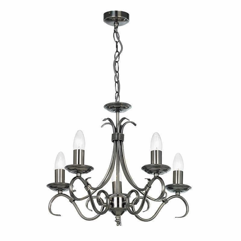 Endon Bernice Antique Silver Finish 5 Light Chandelier