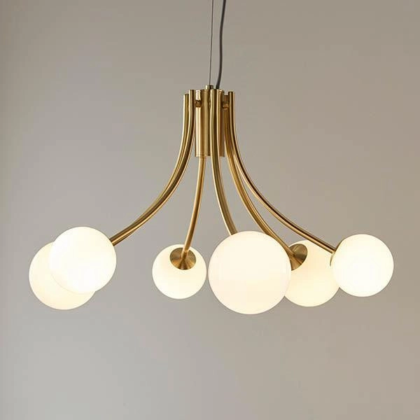 Endon Bloom Gold 6 light Ceiling Pendant Light - Opal Glass - Open Box
