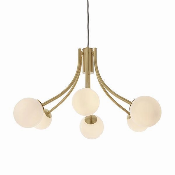 Endon Bloom Gold 6 light Ceiling Pendant Light - Opal Glass - Open Box