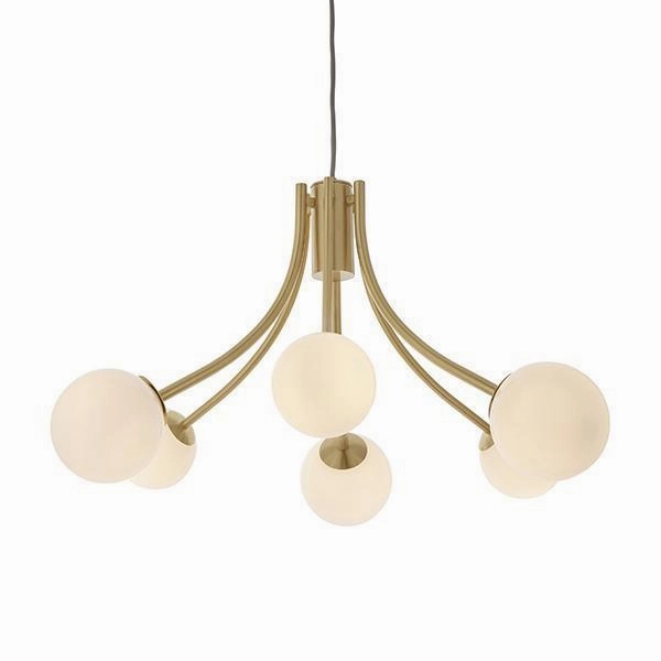 Endon Bloom Gold 6 light Ceiling Pendant Light - Opal Glass - Open Box