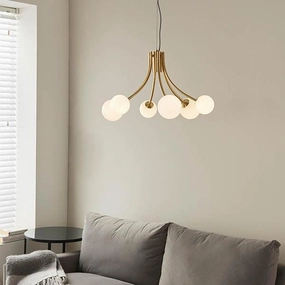 Endon Bloom Gold 6 light Ceiling Pendant Light - Opal Glass white ceiling lamp