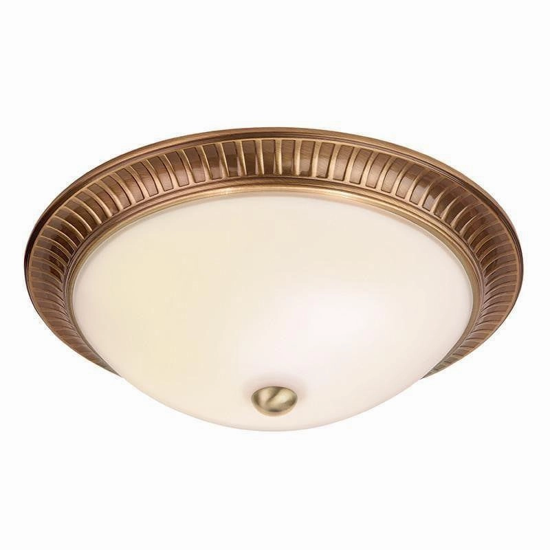 Endon Brahm Brass & Frosted Glass Flush Ceiling Light Endon - Open Box white ceiling lamp
