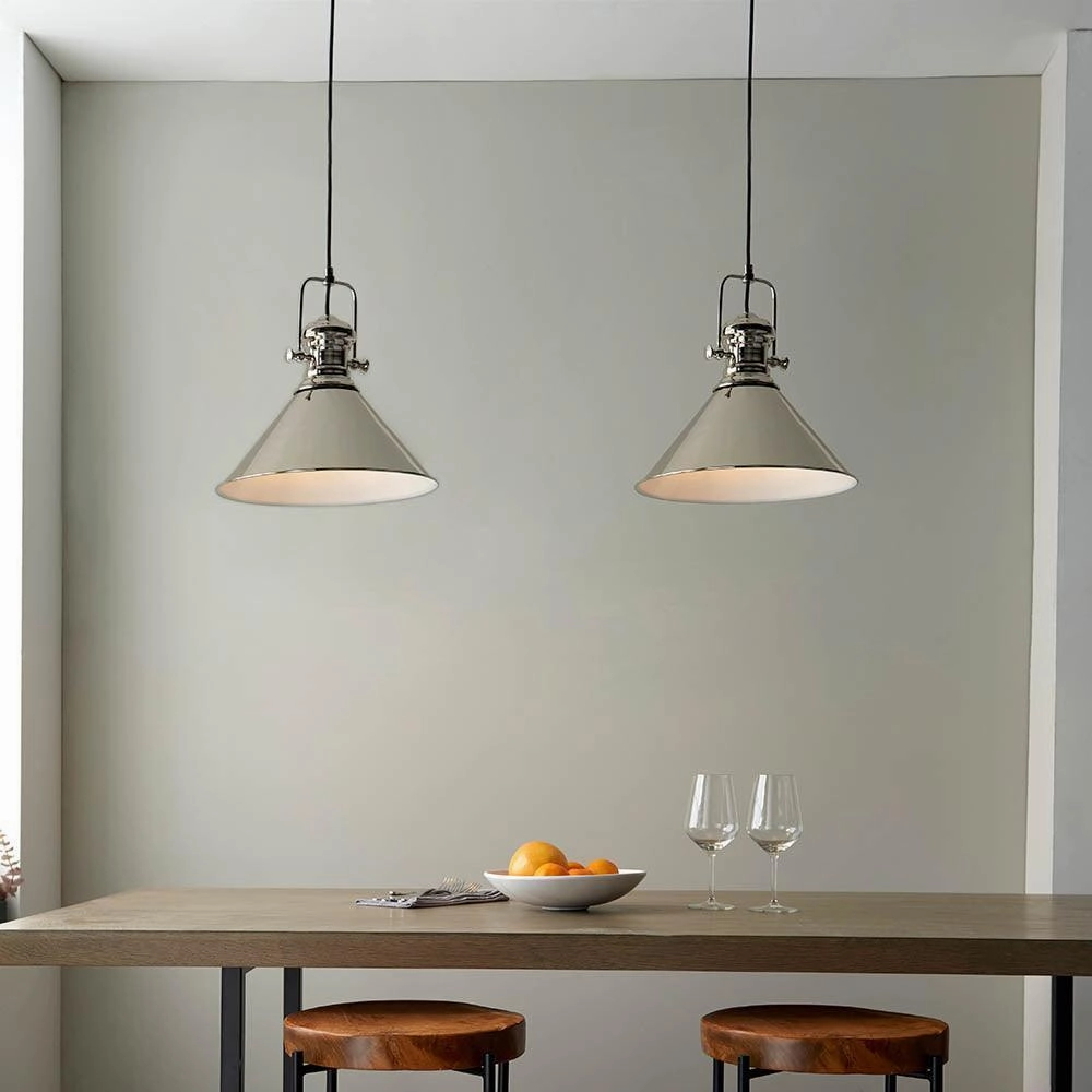 Endon Brampton 1 Light Polished Nickel Ceiling Pendant