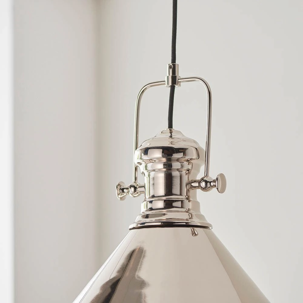 Endon Brampton 1 Light Polished Nickel Ceiling Pendant