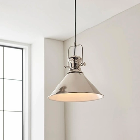 Endon Brampton 1 Light Polished Nickel Ceiling Pendant white ceiling lamp