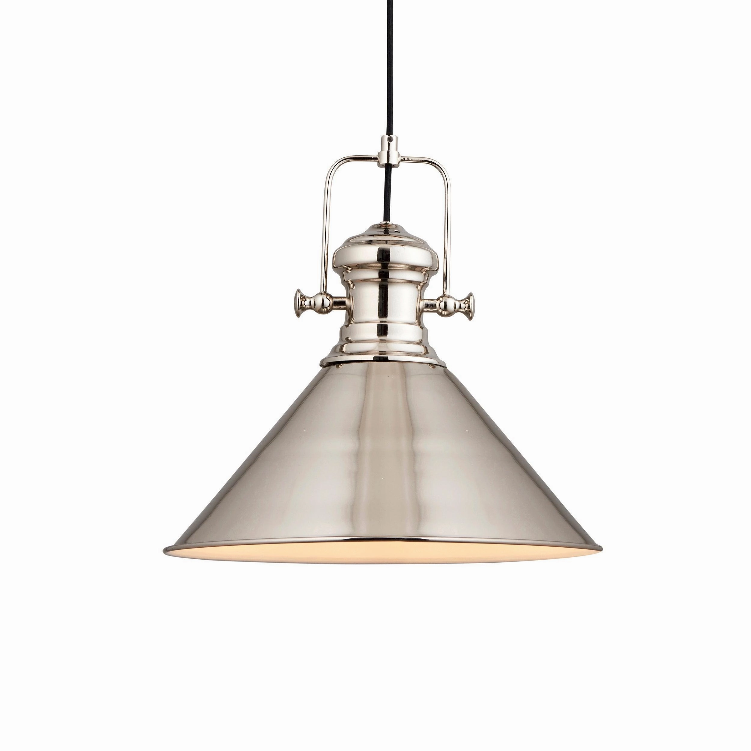 Endon Brampton 1 Light Polished Nickel Ceiling Pendant