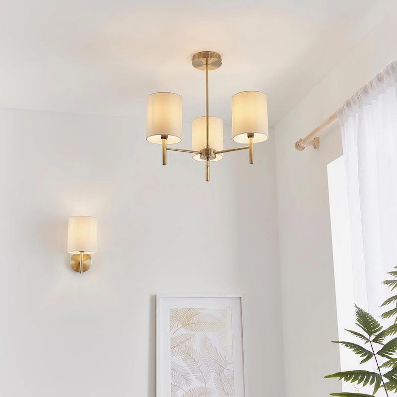 Endon Brio 3 Arm Antique Brass Semi Flush Ceiling Light - Open Box