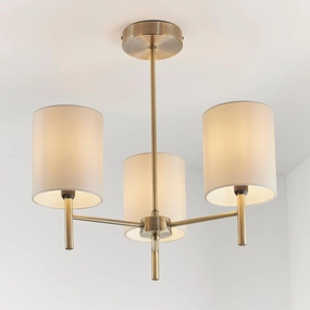 Endon Brio 3 Arm Antique Brass Semi Flush Ceiling Light - Open Box white ceiling lamp
