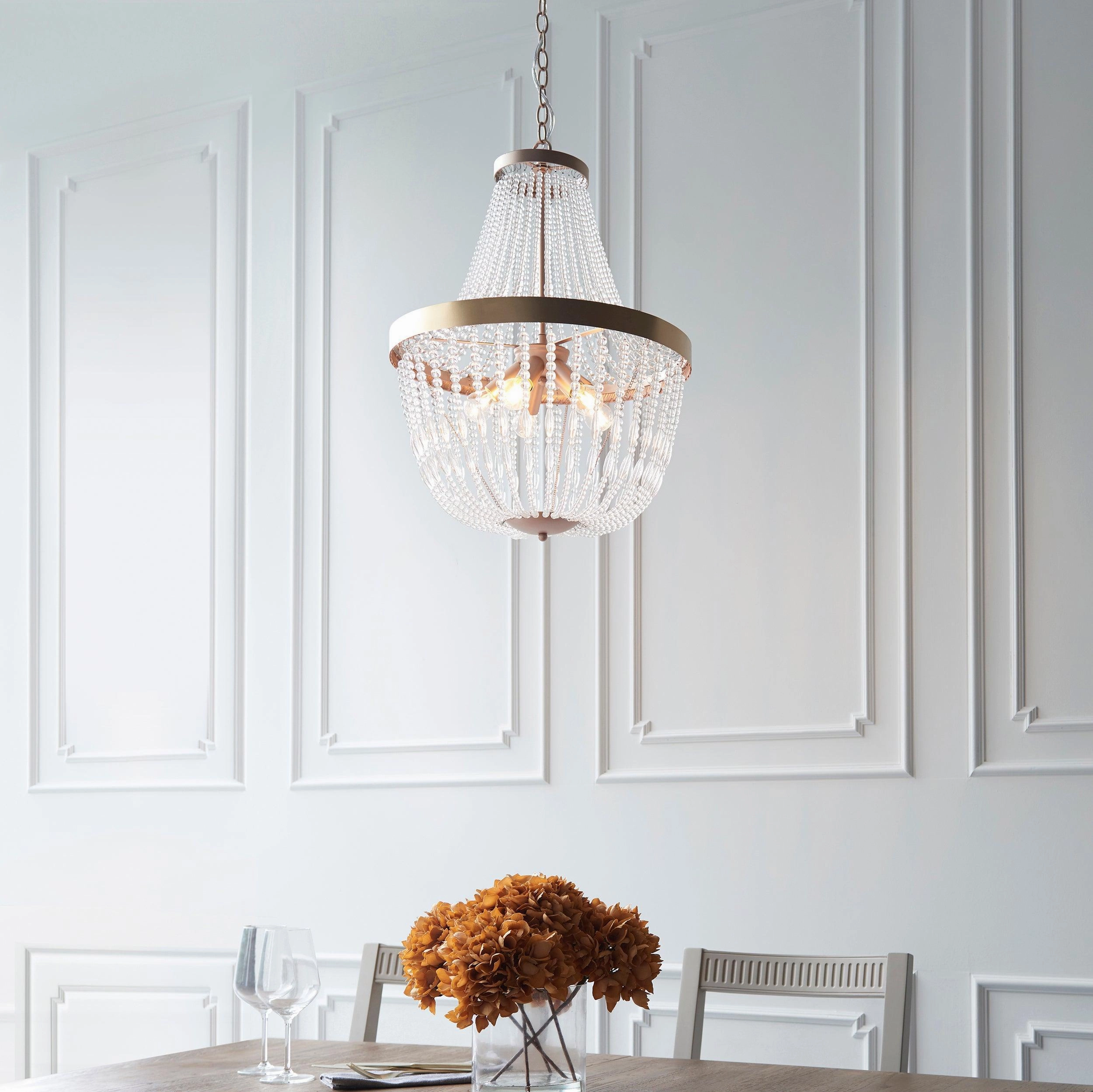 Endon Celine 5 Light Rose Gold & Glass Pendant ambient ceiling fixture