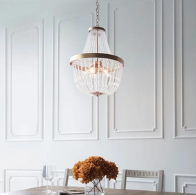 Endon Celine 5 Light Rose Gold & Glass Pendant ambient ceiling fixture