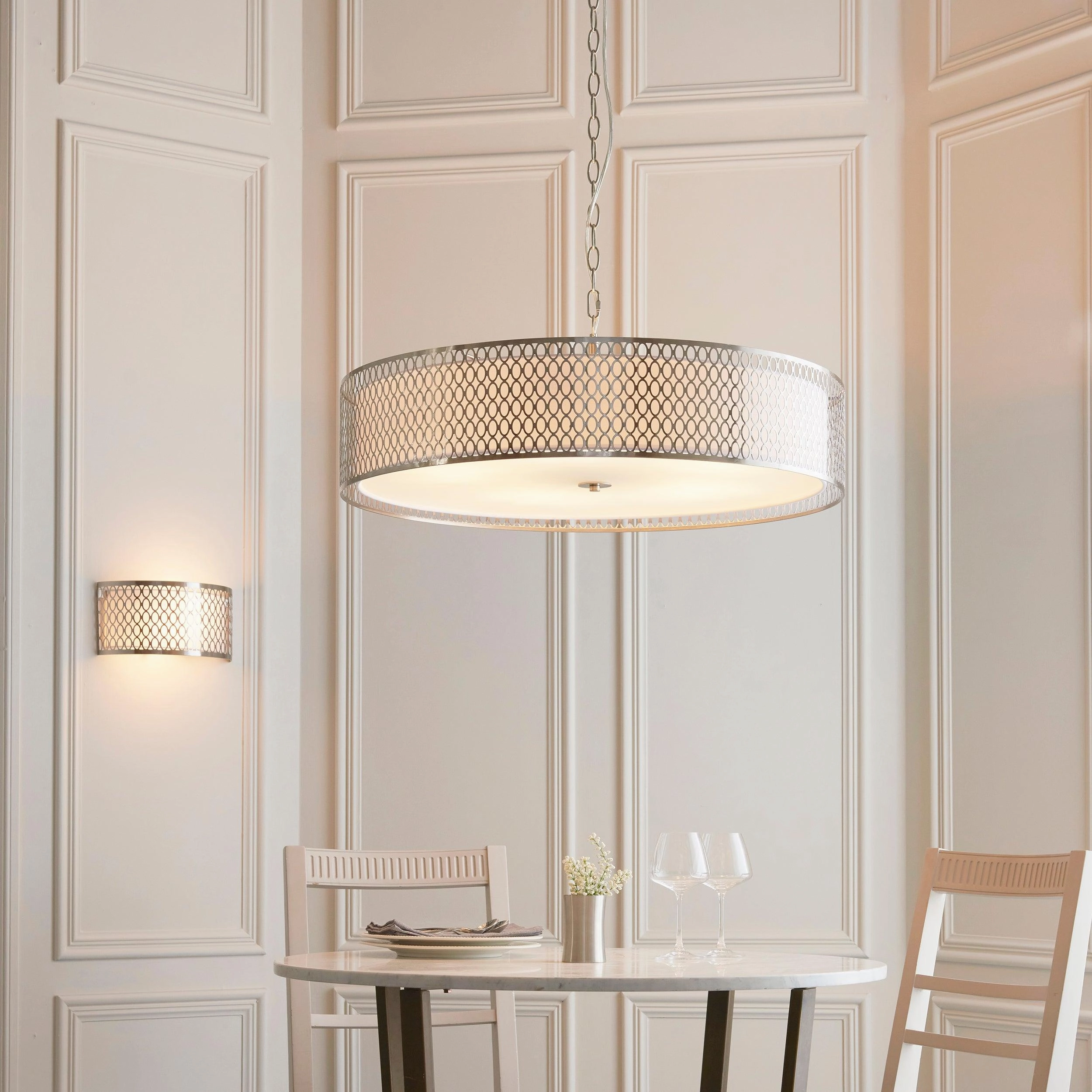 Endon Cordero 5 Light Nickel Grand Ceiling Pendant