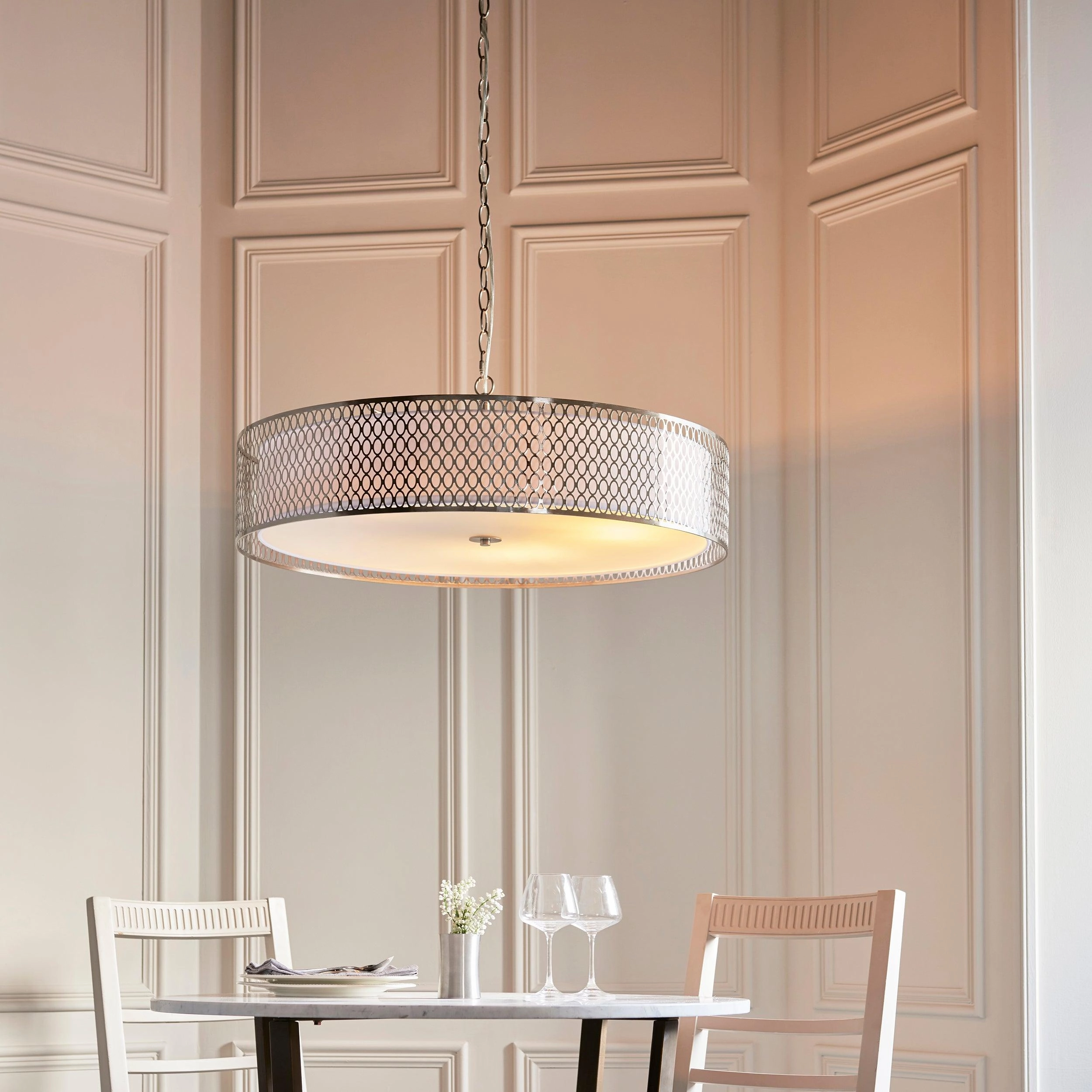Endon Cordero 5 Light Nickel Grand Ceiling Pendant white ceiling lamp