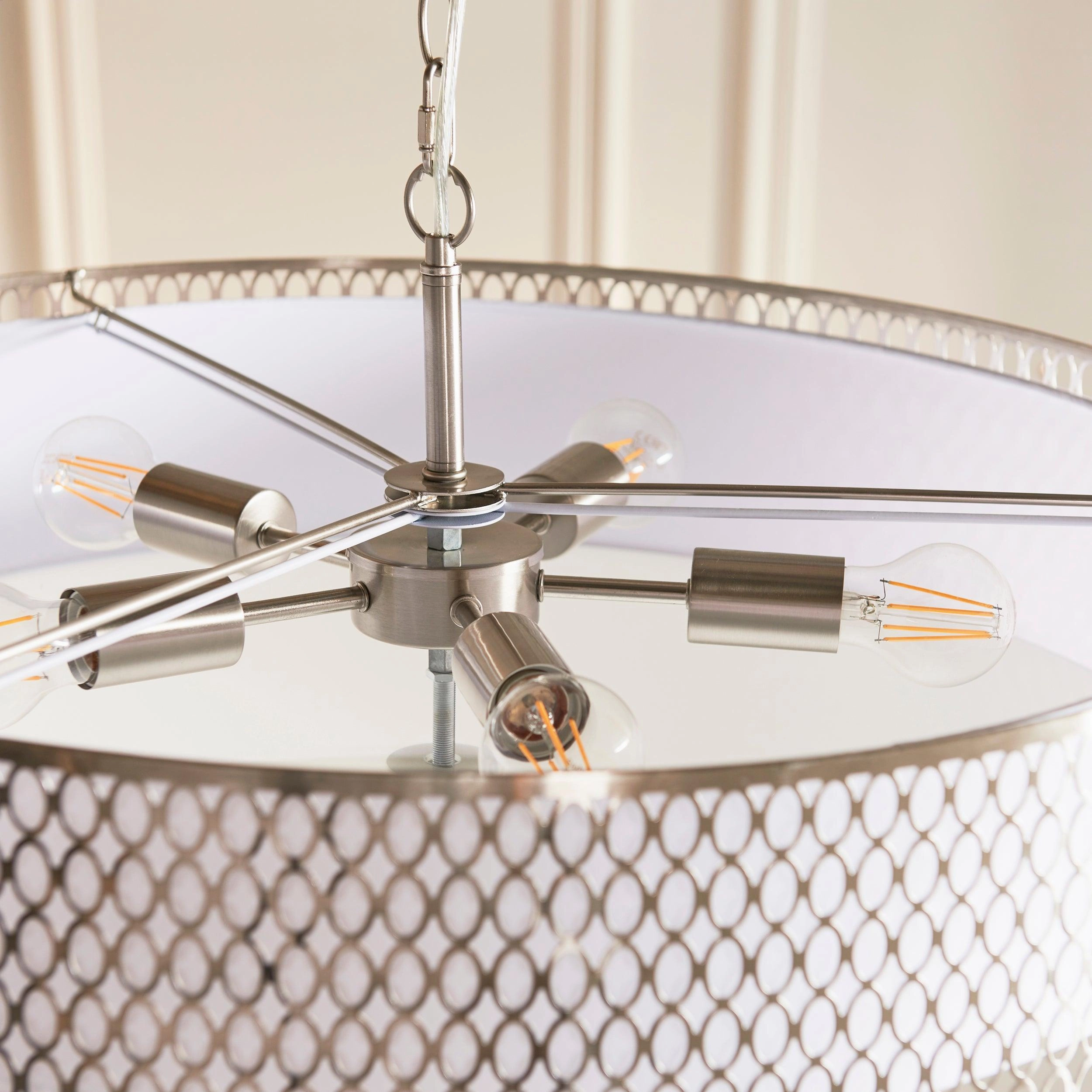 Endon Cordero 5 Light Nickel Grand Ceiling Pendant