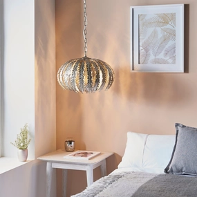 Endon Delphine 3 Light Silver Ceiling Pendant Light sleek LED ceiling lamp