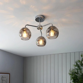 Endon Dimple 3 Light Chrome Semi Flush Ceiling Light - Open Box white ceiling lamp