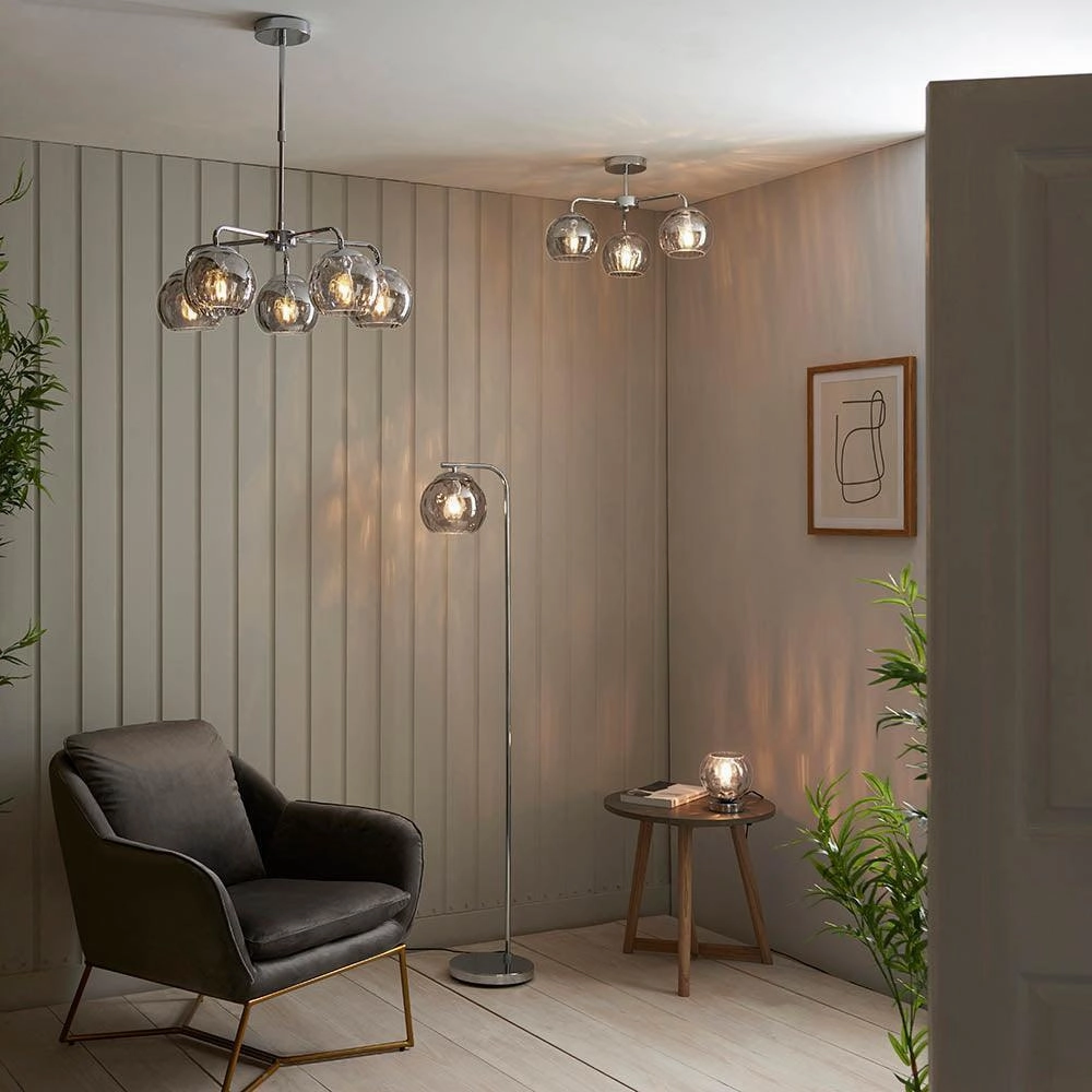Endon Dimple 3 Light Chrome Semi Flush Ceiling Light - Open Box