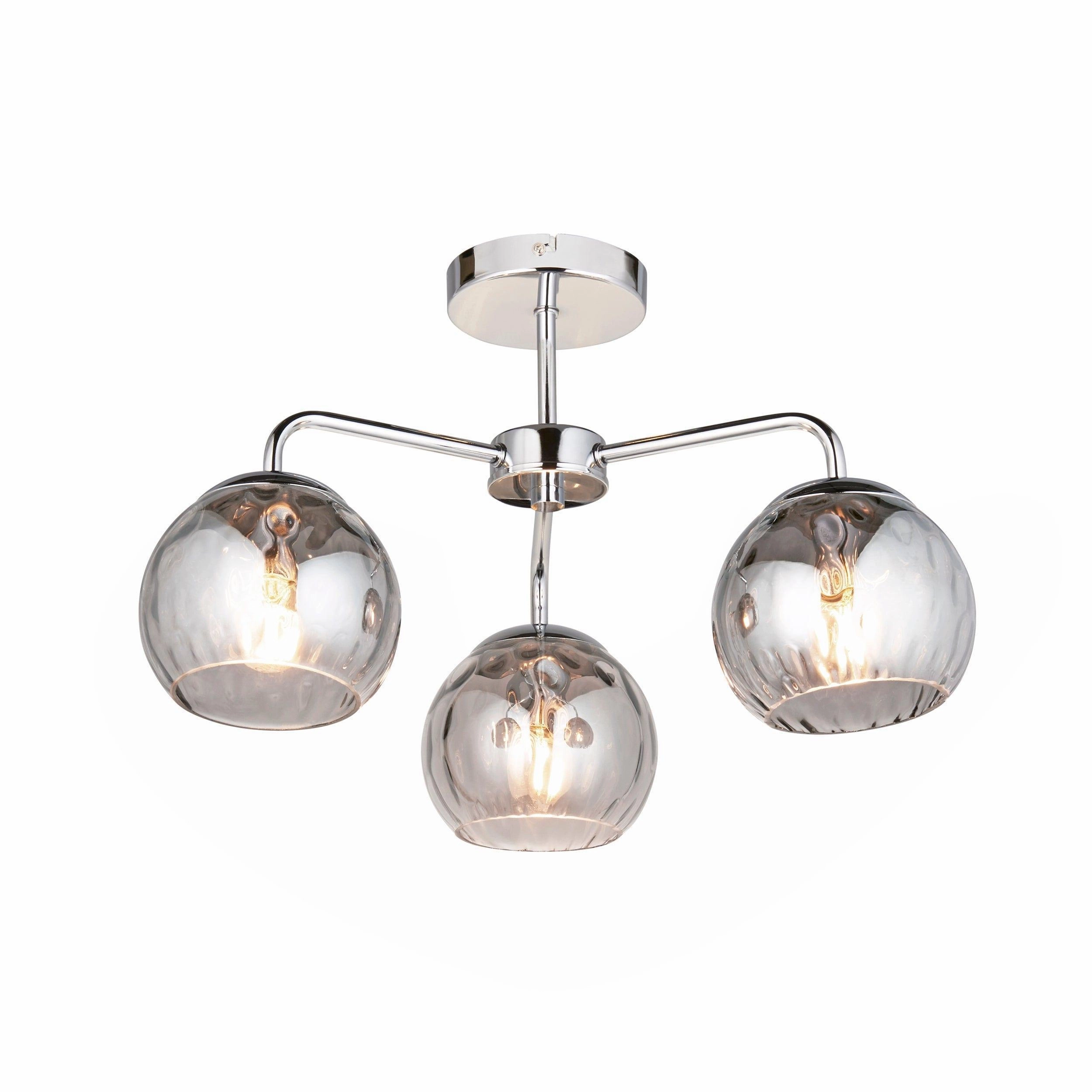 Endon Dimple 3 Light Chrome Semi Flush Ceiling Light - Open Box