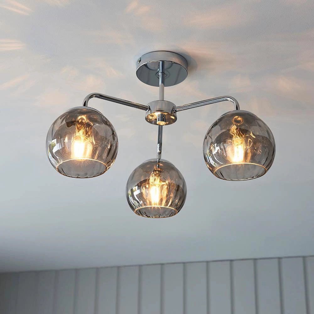 Endon Dimple 3 Light Chrome Semi Flush Ceiling Light - Open Box