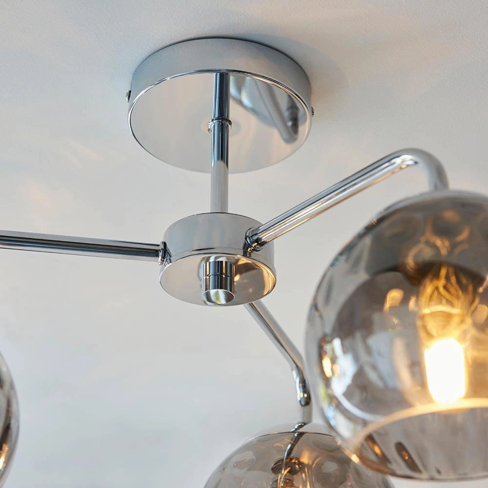 Endon Dimple 3 Light Semi Flush Polished Chrome Ceiling Light