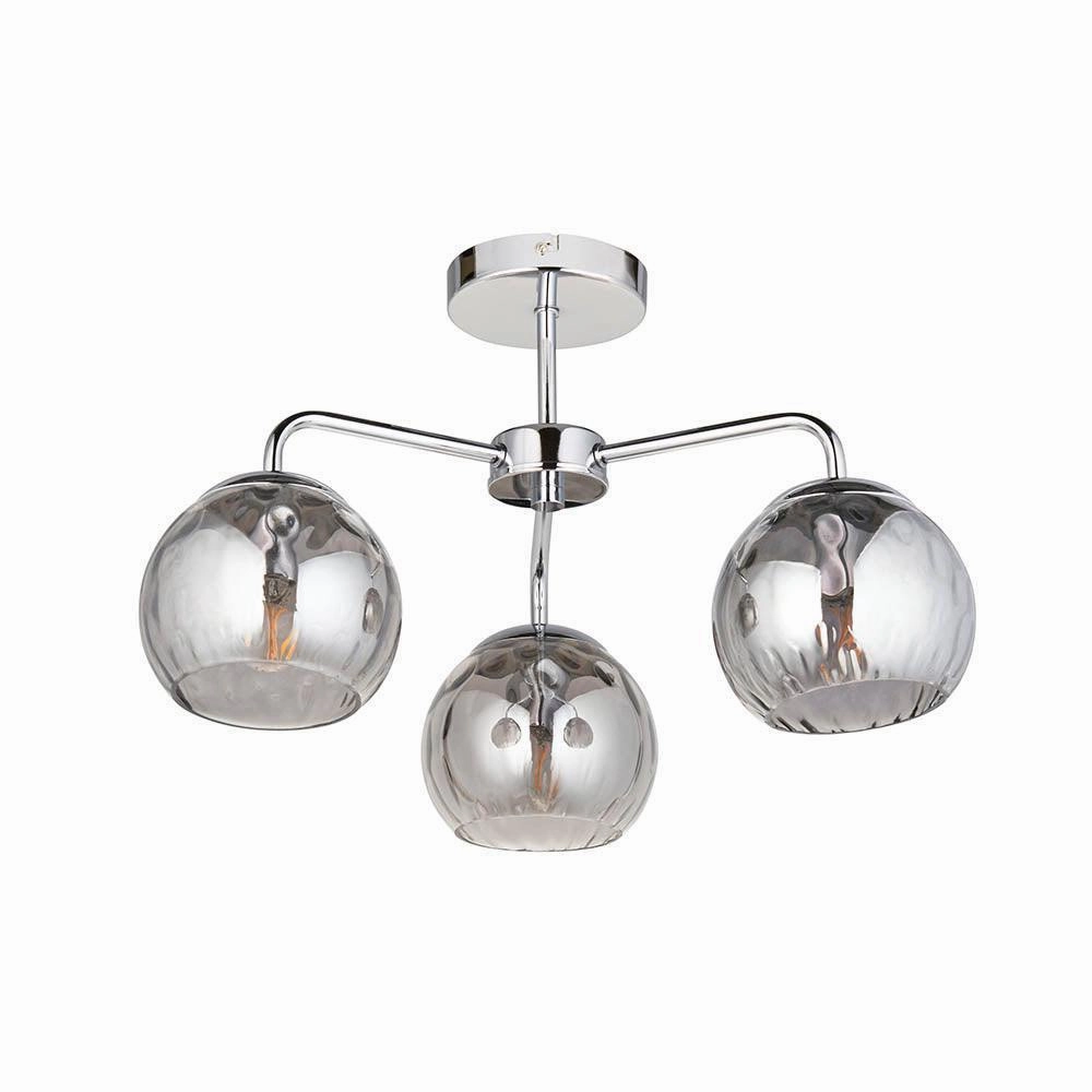 Endon Dimple 3 Light Semi Flush Polished Chrome Ceiling Light