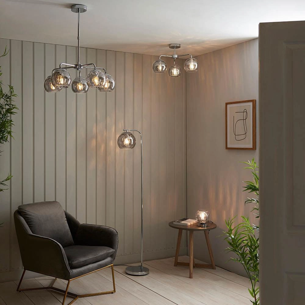 Endon Dimple 3 Light Semi Flush Polished Chrome Ceiling Light
