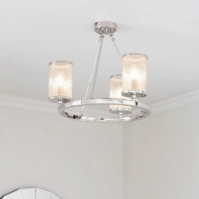 Endon Easton 3 Light Nickel Semi Flush Ceiling Light - Open Box white ceiling lamp