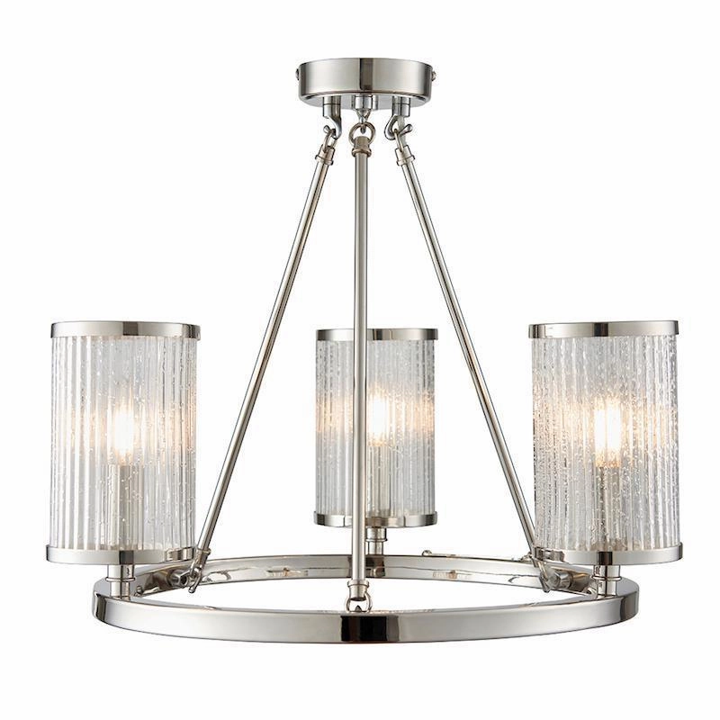 Endon Easton 3 Light Nickel Semi Flush Ceiling Light - Open Box