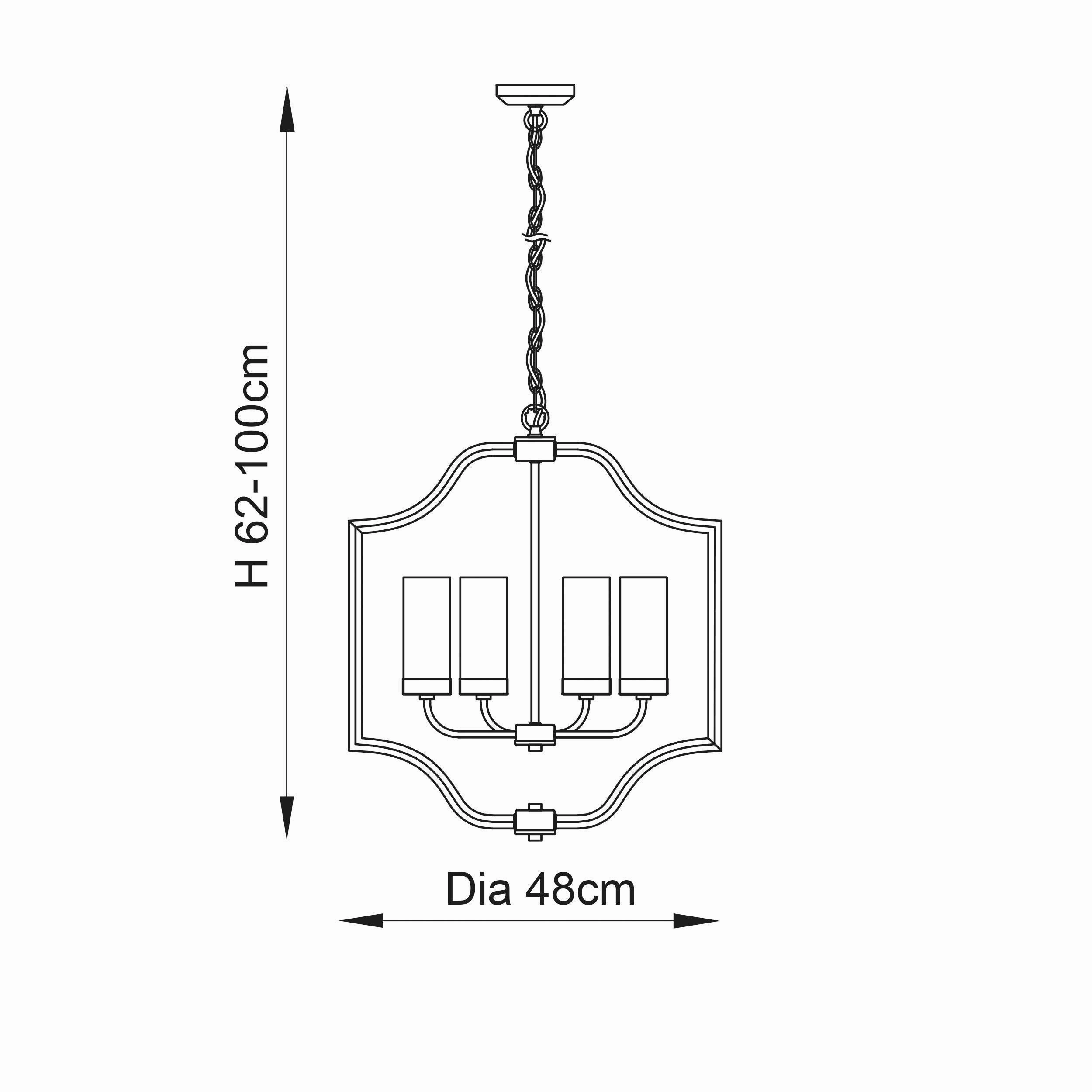 Endon Edrea 4 Light Brass Ceiling Pendant Light - Open Box