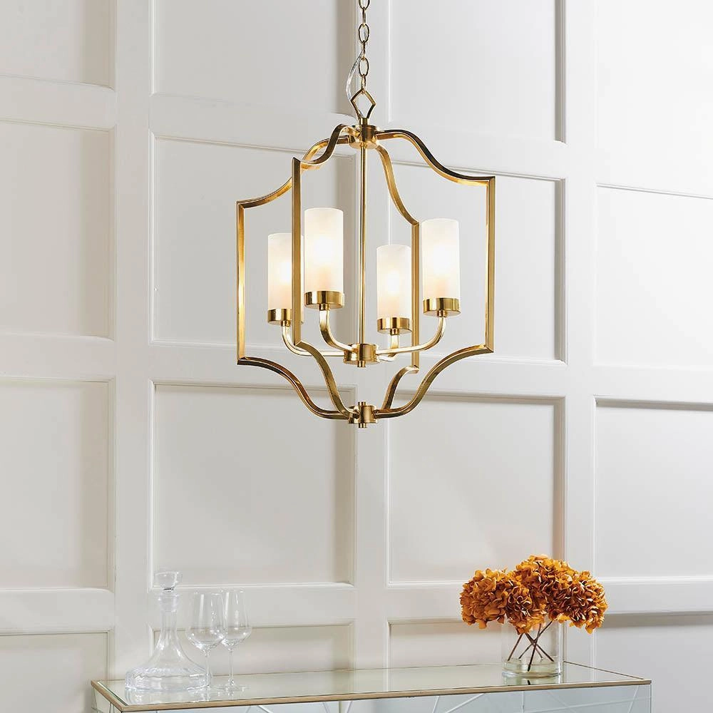 Endon Edrea 4 Light Brass Ceiling Pendant Light - Open Box sleek LED ceiling lamp