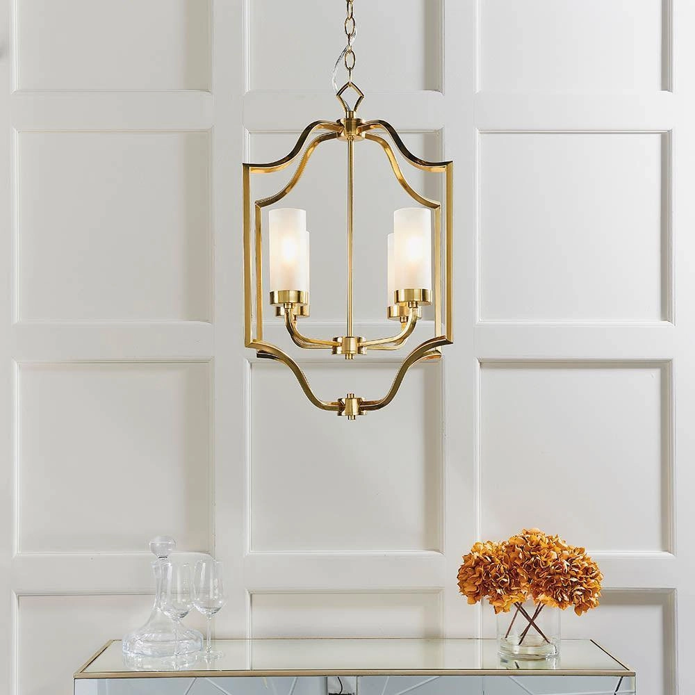 Endon Edrea 4 Light Brass Ceiling Pendant Light - Open Box