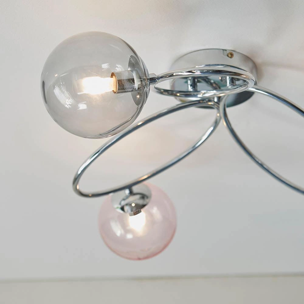 Endon Ellipse 3 Light Semi Flush Chrome Ceiling Light