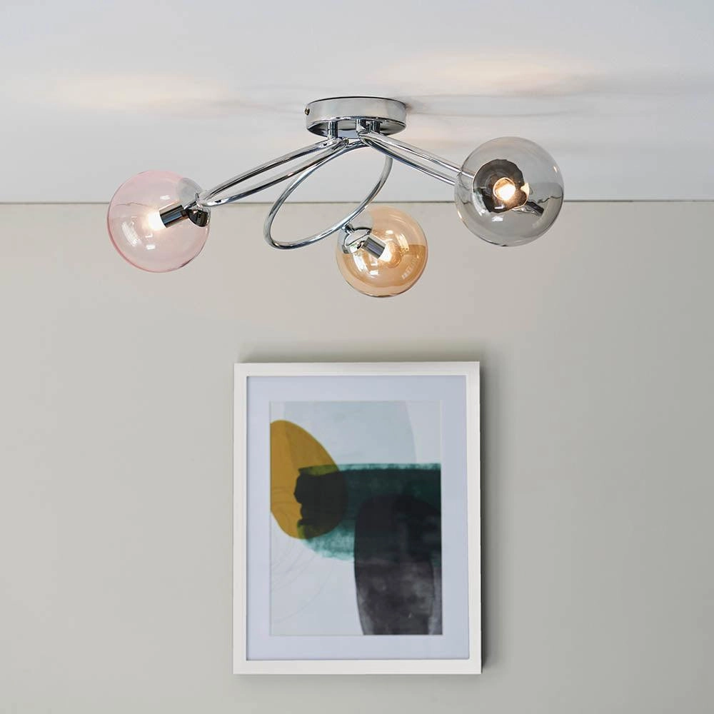 Endon Ellipse 3 Light Semi Flush Chrome Ceiling Light ambient ceiling fixture