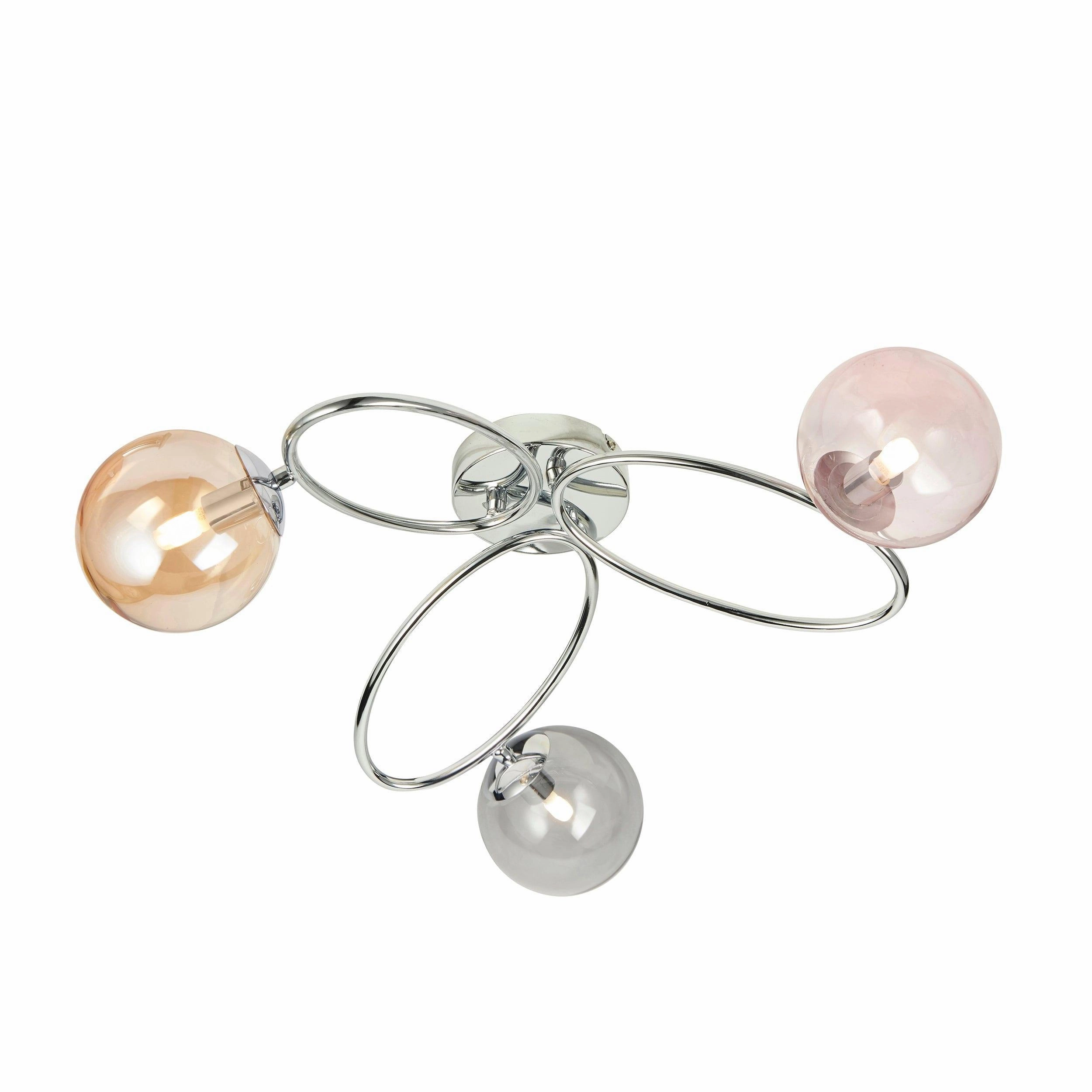 Endon Ellipse 3 Light Semi Flush Chrome Ceiling Light
