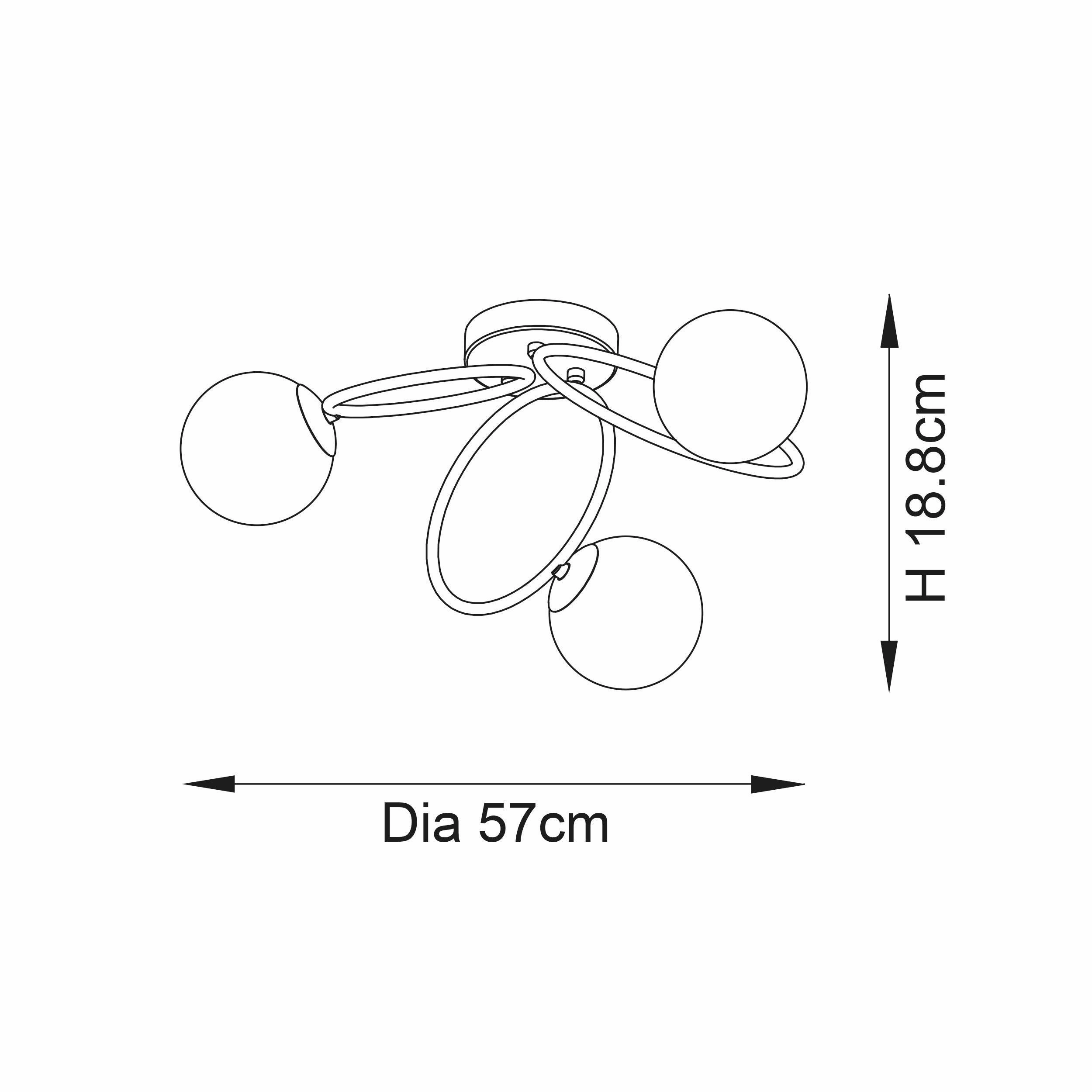 Endon Ellipse 3 Light Semi Flush Chrome Ceiling Light