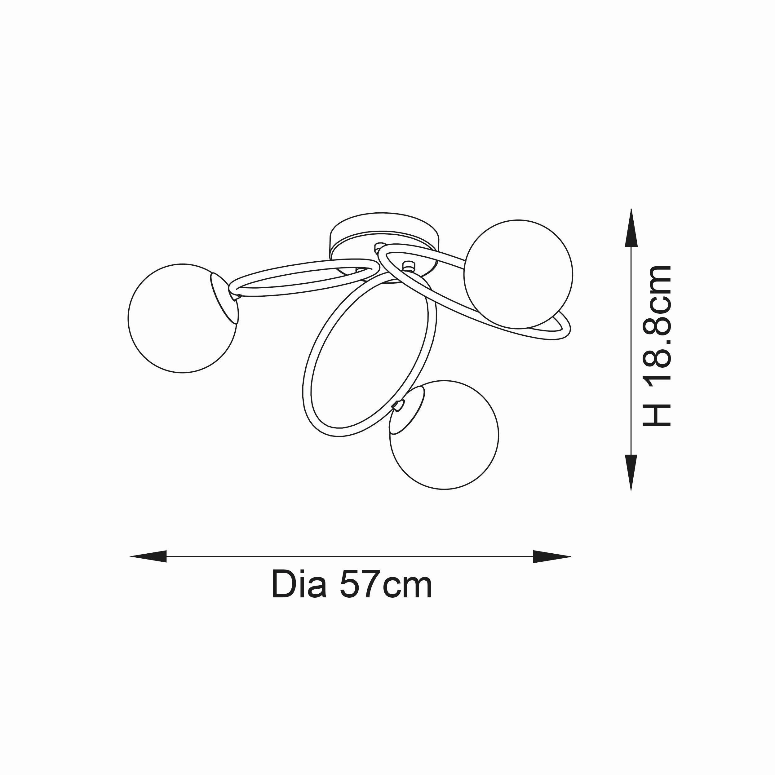 Endon Ellipse 3 Light Semi Flush Chrome Ceiling Light