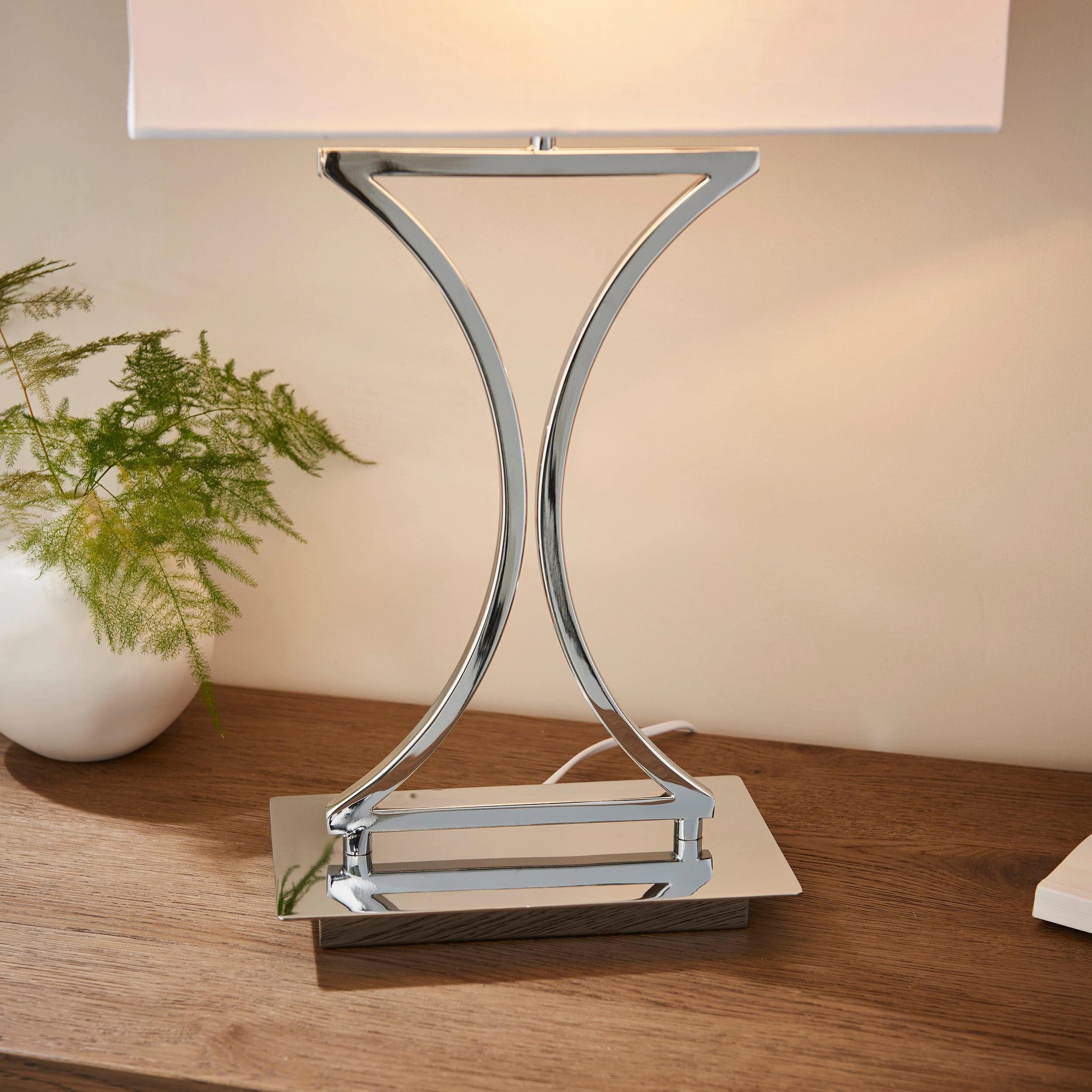 Endon Epalle Chrome Plate & White Cotton Mix Table Lamp
