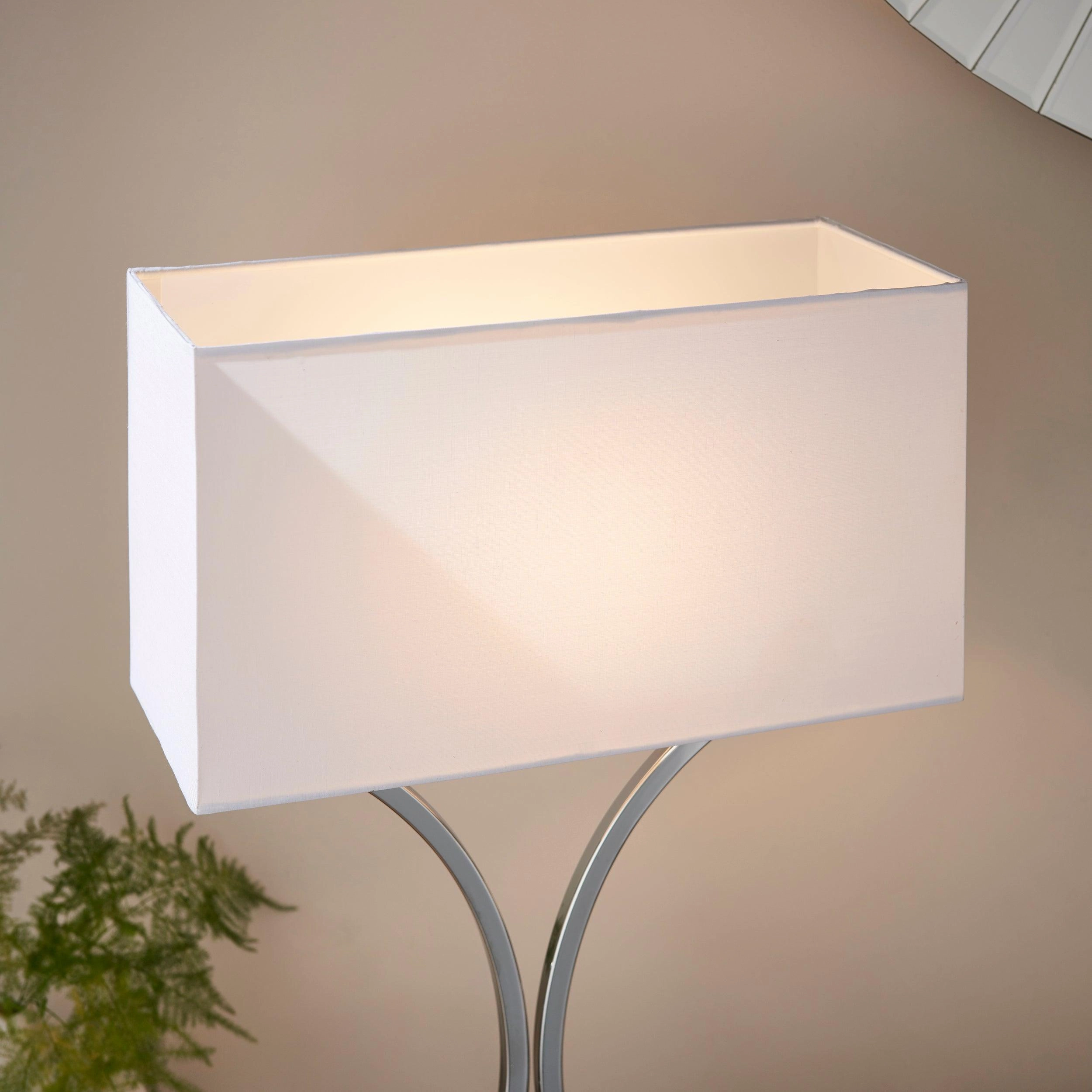 Endon Epalle Chrome Plate & White Cotton Mix Table Lamp