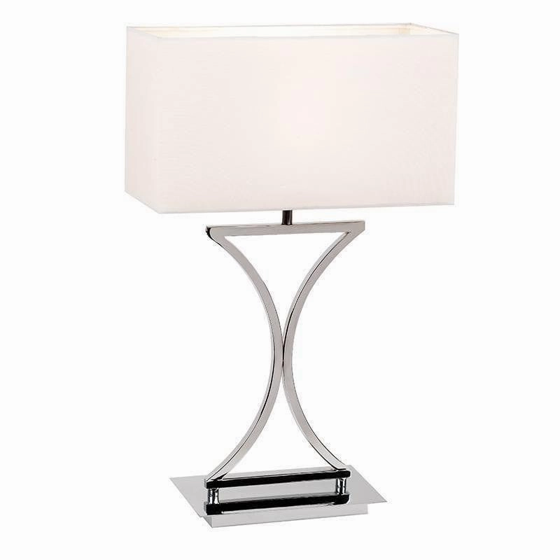 Endon Epalle Chrome Plate & White Cotton Mix Table Lamp