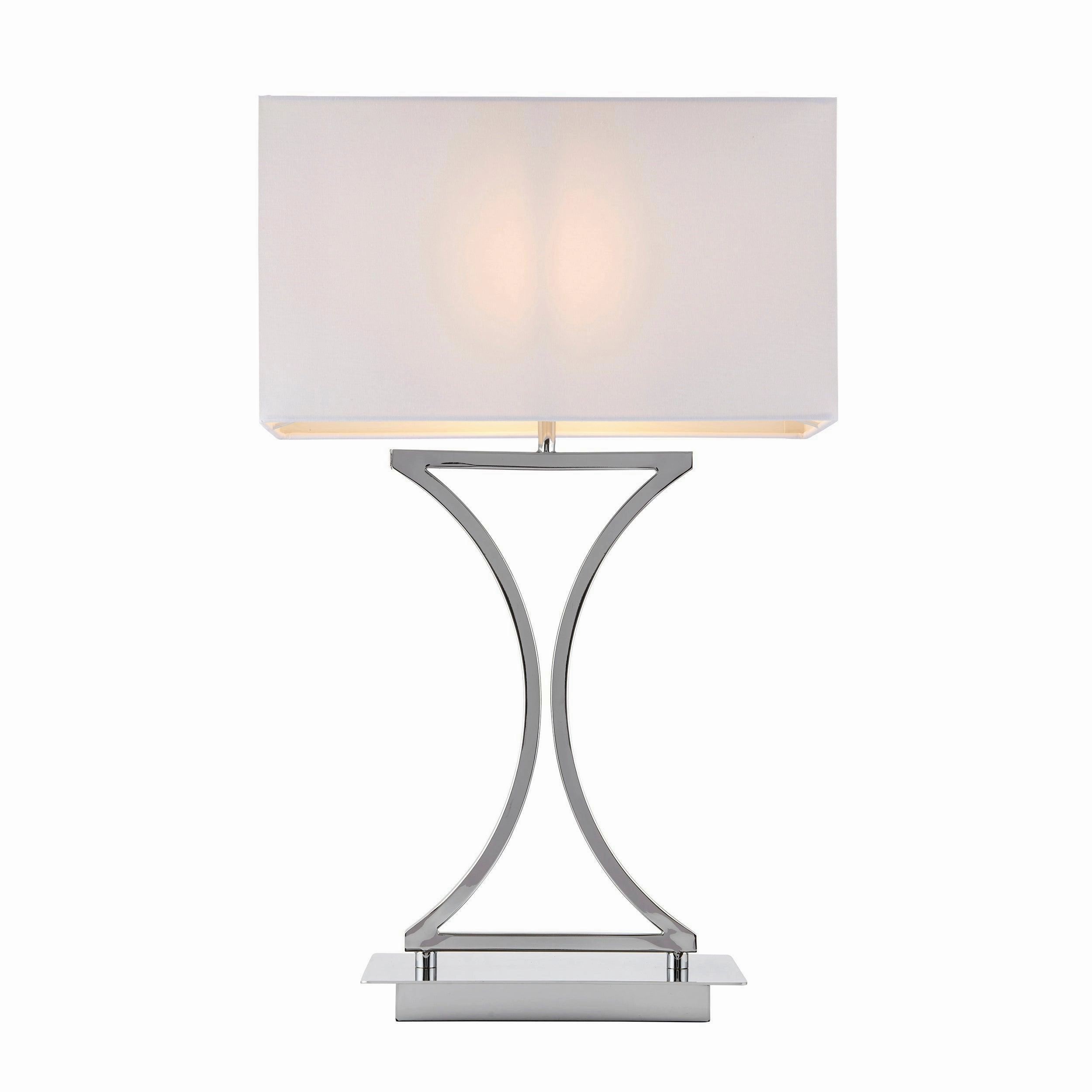 Endon Epalle Chrome Plate & White Cotton Mix Table Lamp