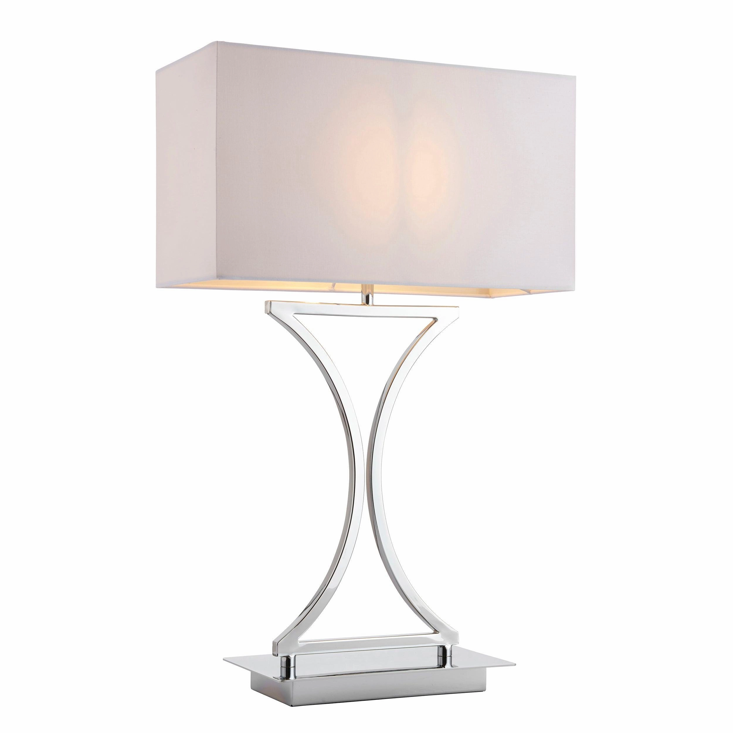 Endon Epalle Chrome Plate & White Cotton Mix Table Lamp