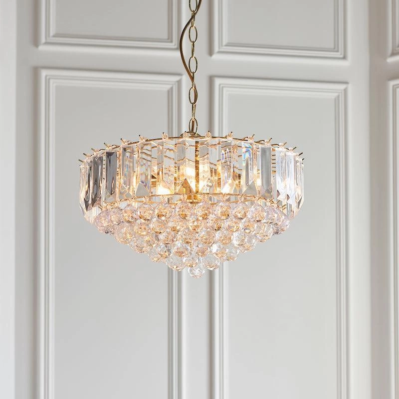 Endon Fargo Brass & Clear Acrylic 6 Light Ceiling Pendant - Open Box
