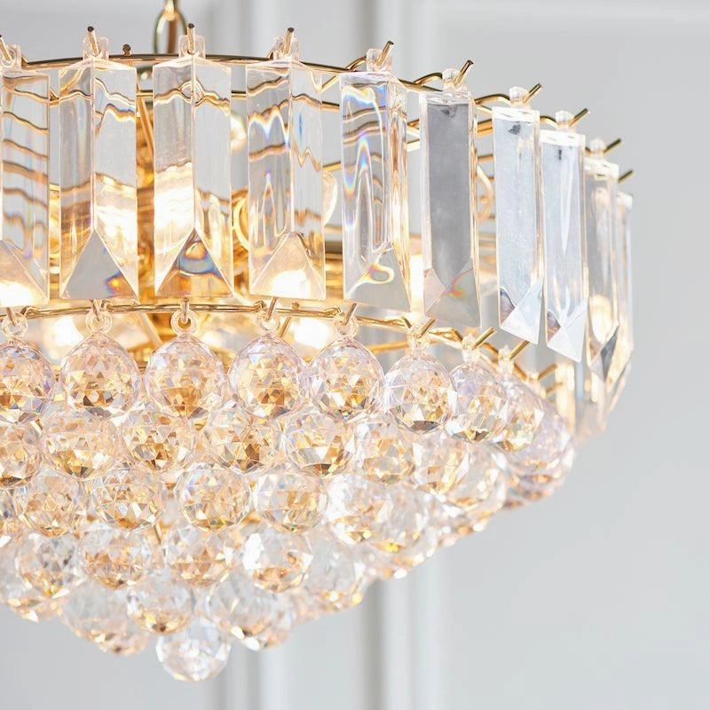 Endon Fargo Brass & Clear Acrylic 6 Light Ceiling Pendant - Open Box